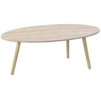 Mesa de Centro Viborg 110 x 60 cm con 3 Patas Trípode y Efecto Roble