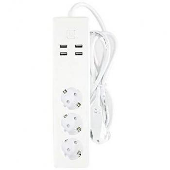 Regleta inteligente WOOX R4028 con 4 zócalos, 4 USB y control remoto - Compatible con Alexa, Google Home e IFTTT