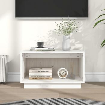 Soporte para TV móvil de madera maciza de pino blanco 60x35x35 cm