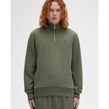 Fred Perry Men's Iconic Half Zip Sweatshirt - Laurel Green, Size: Small