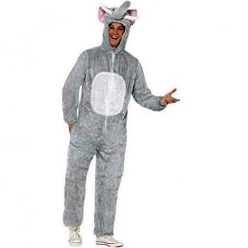Smiffys-31686l Disfraz de Elefante, Incluye Enterizo con Capucha, Color Gris, L-Tamaño 42-44