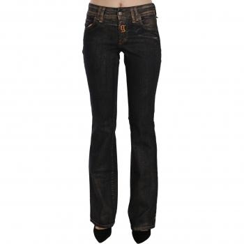 John Galliano Black Washed Mid Waist Flared Denim Pants Cotton - W25