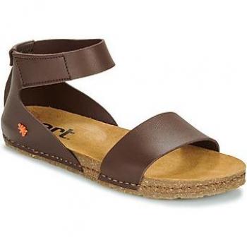 Sandalias de Piel para Mujer Art Creta Marrón 0382, Planas, con Velcro, Casual - Outlet 2024
