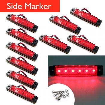 PolarLander 10Pcs 24V 6LED Side Indicadores Indicadores Luces Lámpara para Camiones De Camiones Remolque Camión 6 LED Amber Clearence Bus Rojo Impermeable