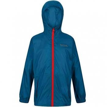 Regatta Chaqueta impermeable impermeable impermeable para niños, ligera y duradera, repelente al agua, costuras selladas, Unisex niños, Chaqueta, RKW213 CY2C03, Verde azulado olímpico., 3-4