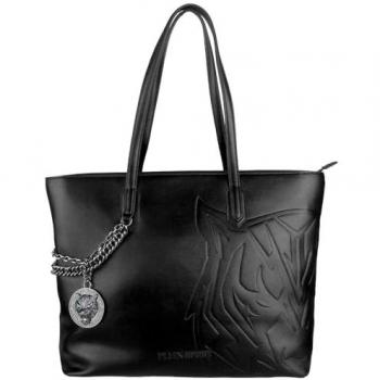 Plein Sport Women's Black Polyethylene Shoulder Bag with Decorative Chain