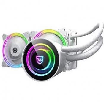 Nfortec atria refrigeración líquida RGB 240 mm con conector estándar 5v 3 pin y ventilación con 7 aspas, compatible con 10th generación de Intel, color blanco