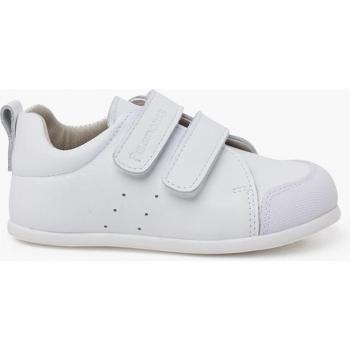 Zapatillas deportivas de bebé niña de piel blanditas con doble cierre adherente