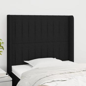 Cabecero con orejas de tela negro 83x16x118/128 cm Vidaxl