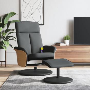 Sillón reclinable de masaje con reposapiés de tela gris oscuro Vidaxl