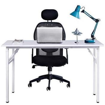 sogesfurniture Mesa Escritorio Plegable, 120x60 cm Mesa de Ordenador Escritorio de Oficina Mesa de Estudio Mesa de Comedor Plegable para Hogar Oficina, Picnic, Blanco AC5W-120-SF