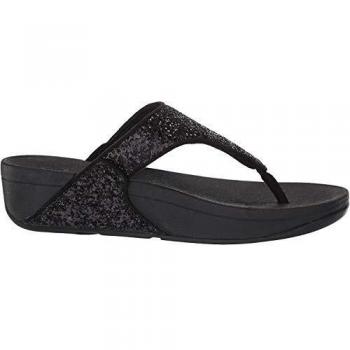FitFlop Women's Black Glitter Flip Flops, Size 8 UK