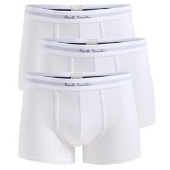 Paul Smith Men's 3 Pack White Plain Trunks with Script Logo Waistband - Size L