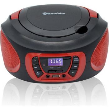 Roadstar CDR-365U/RD Radio CD Player Portátil Digital FM PLL Boombox, Reproductor de CD/CD-R/CD-RW/CD-MP3, Puerto USB, Función Stereo, Entrada AUX-IN