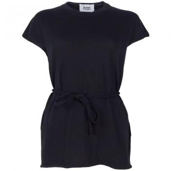 Alpha Studio Black Cotton Dress - IT40|S, T-Shirt, female, Black, Size: XS Kimono Sleeveless Cotton Dress with Waist Tie