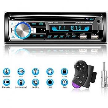 Radio en Coche Autoradio Bluetooth Manos Libres, Lifelf Radio 1 DIN Estéreo 4 x 65 W Receptor de Radio para Coche con Reproductor de MP3, Control Remoto WMA FM, Dos Puertos USB