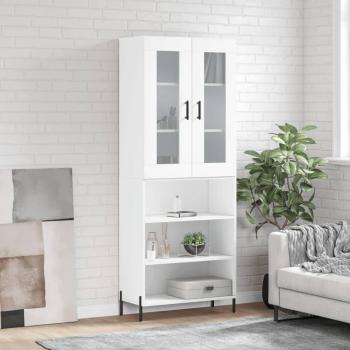 Aparador alto de madera contrachapada blanco 69,5x34x180 cm