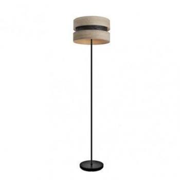 Pie de salón Colet 1xe27 Negro/Madera Gris 160x40x40 cm