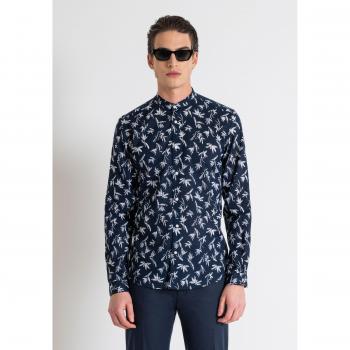Antony Morato Men's 2XL Blue Floral Casual Button-Up Shirt