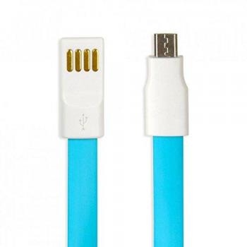Cable USB iBox MD2A Micro-USB B 1 m 2.0 con Conectores Macho Azul y Blanco, Carga de 2A