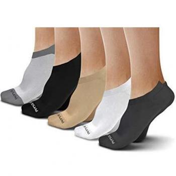 Physix Gear Sport No Show Socks Pack For Men & Women - Best Athletic & Casual Low Cut with Non Slip Silicone Heel Grip - Anti Bacterial Odor & Sweat Absorbing For Girls Flats & Running