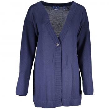 Gant Blue Wool Cardigan - XS, Female, Long Sleeve, Logo