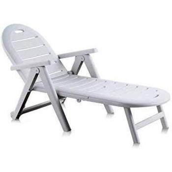 Shaf - Tumbona Jardin Caimán | Tumbona Plegable de Exterior con Ruedas en Color Blanco | Fabricado en España con Materiales Reciclados