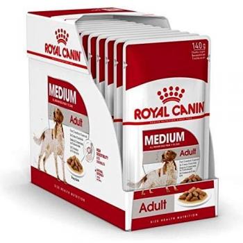 ROYAL CANIN Comida húmeda Adult Medium Trozos de Carne en Salsa para Perros Adultos de Razas Medianas - Caja 10 x 140 gr