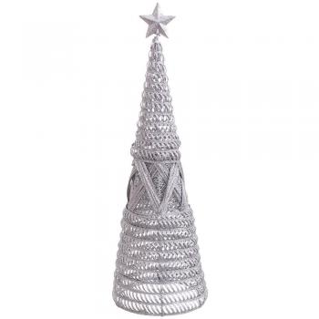?rbol de Navidad cónico de rejilla en plata de metal 14x40 cm
