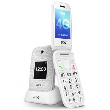 Teléfono Móvil SPC Harmony 2 Blanco para Personas Mayores con Teclas Grandes, Dual SIM, 4G, Botón SOS, Volumen 104dB y Batería de 1600 mAh