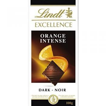 Lindt Excellence - Tableta de Chocolate con Naranja y Almendras, 100g, Paquete de 4