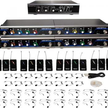 VocoPro Wireless Headset & Lavalier Microphone System - 16 Channel, USB Interface