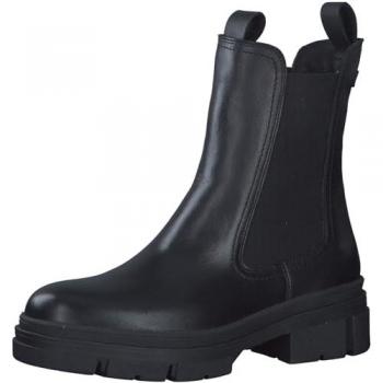 Botines Chelsea Tamaris de cuero negro para mujer, talla 40