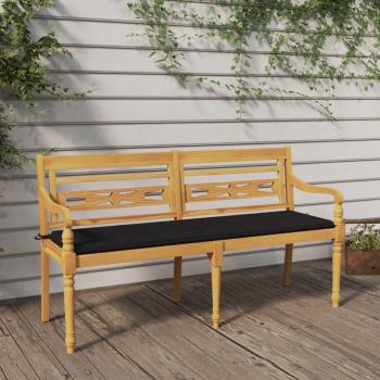 Banco Batavia con almohada negro 150 cm madera maciza de teca