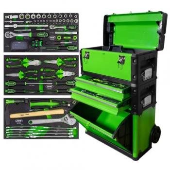 Carro Modular JBM 53672 - Carrito modular de almacenamiento, fabricado en plástico resistente, con múltiples compartimentos, ruedas para fácil movilidad, diseño apilable y color neutro