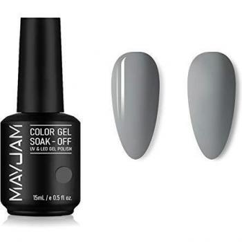 MAYJAM Esmalte de Uñas de Gel UV LED 15ML Esmaltes Semipermanentes Gel Uñas Soak off Pintauñas para Manicura Salon DIY - Nail Polish es Ideal para las Cuatro Estaciones - Gris