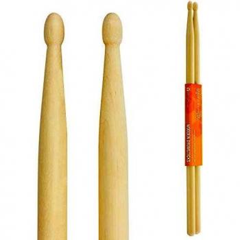 World Rhythm WR-608 Drumsticks Wood Tip Pair of 5A Maple Drum Sticks | Natural