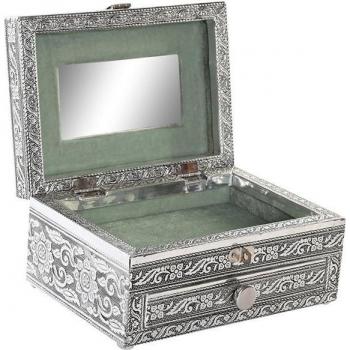 Joyero DKD Home Decor 17,5 x 13 x 8 cm Plateado Madera Aluminio Verde