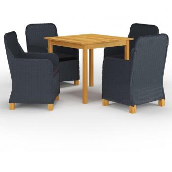 Juego de comedor para jardín de 5 piezas gris oscuro