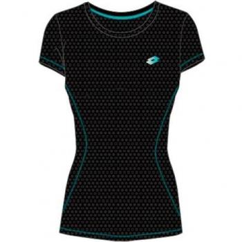 Lotto Xride Tee BS W - Camiseta para mujer, color negro / verde, talla L