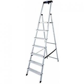 Escalera de Seguridad KRAUSE de Aluminio 7 Escalones, Altura de Trabajo 350 cm, con Plataforma y Antideslizante