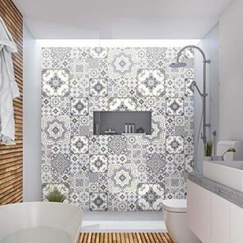 60 Pegatinas Adhesivos carrelages | Adhesivo Adhesivo Azulejos – Mosaico Azulejos de Pared de baño y Cocina | Azulejos Adhesiva – 10 x 10 cm – 60 Piezas
