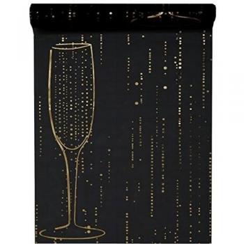 Santex 4634 Champagne Tela Camino de Mesa Negro