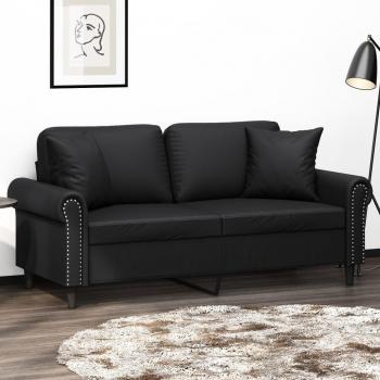 vidaXL 2-Seater Sofa with Cushions Black 140 cm Faux Leather