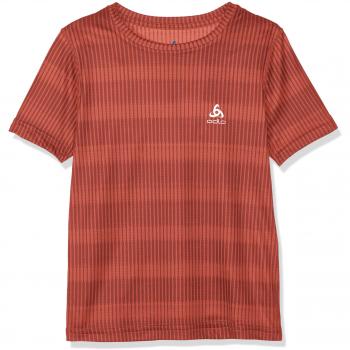 Odlo - Camiseta de Manga Corta con Cuello Redondo para niños, Infantil, Camisa, 312809-30533-152, Paprika - AOP SS19, 152