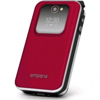 Teléfono Móvil Clamshell Emporia Joy LTE 4G Rojo con Cámara de 2MP y Base de Carga para Personas Mayores