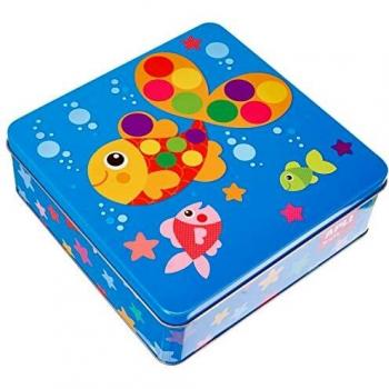 Apli- Pez Juego de Gomets en Caja Metálica, Multicolor, cuadrado