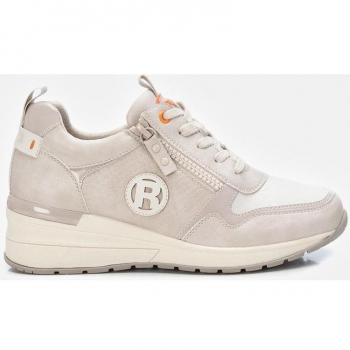 Refresh 171258 - Zapatillas Deportivas para Mujer con Cuña y Cierre de Cremallera, Color Blanco Roto, Altura de Plataforma