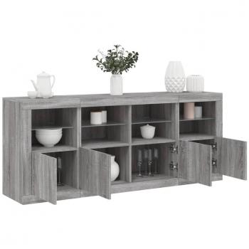 Armario Sonoma con luces LED gris 163x37x67 cm
