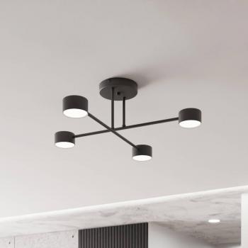 Plafón EMIBIG LIGHTING Modus 4, acero, 4 luces GX53, negro, dimensiones h: 20 x l: 60 cm